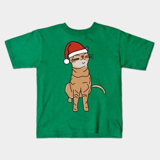 Christmas Kitty Cat in Santa Hat Kids T-Shirt